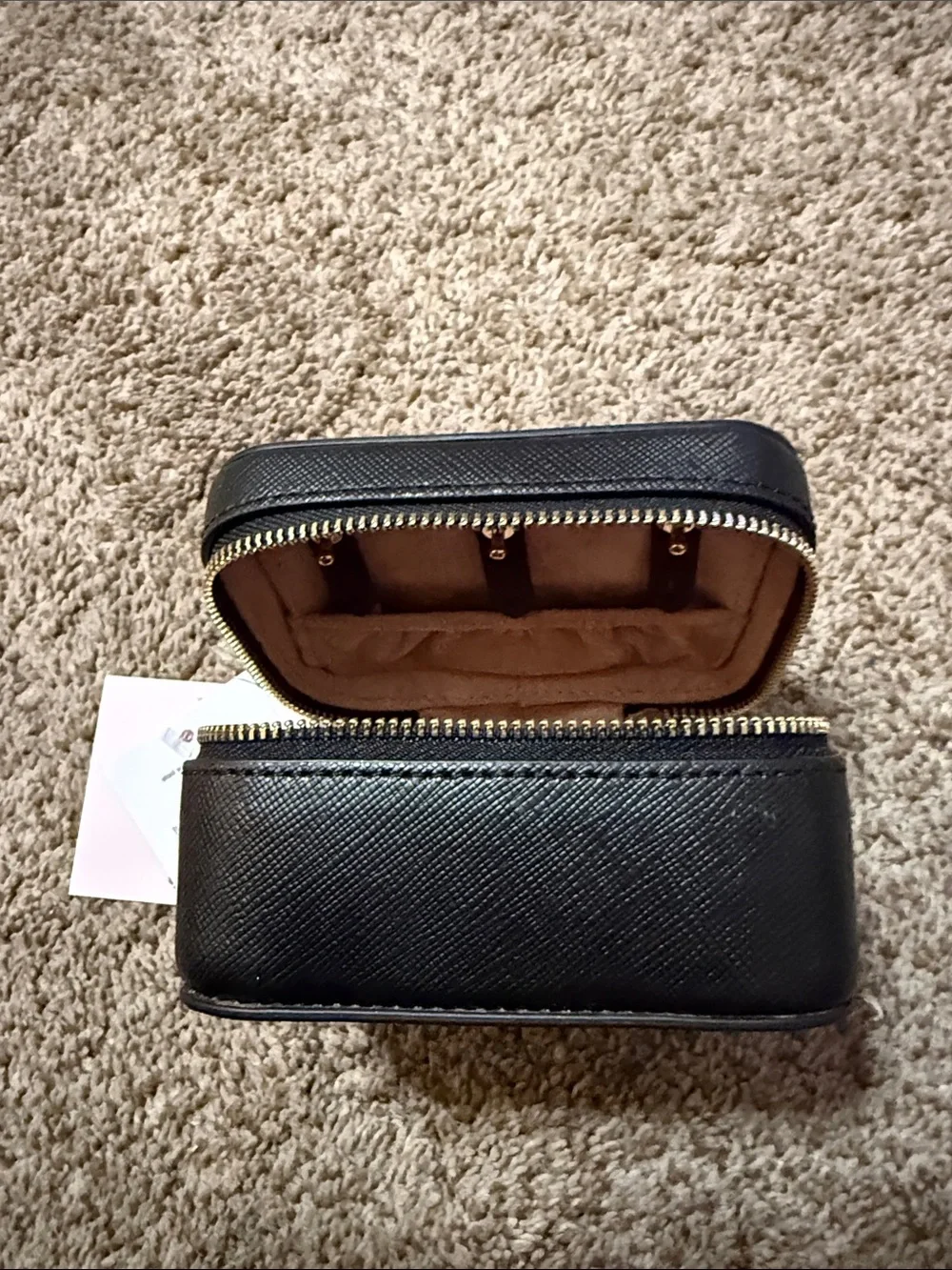 kate spade black jewelry travel case with gold logo